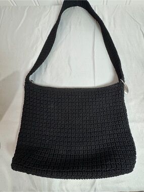 Talbots Handwoven Black Crochet Shoulder Bag- vintage